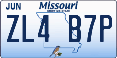 MO license plate ZL4B7P