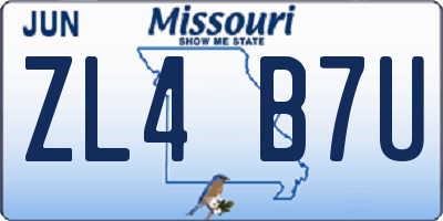 MO license plate ZL4B7U