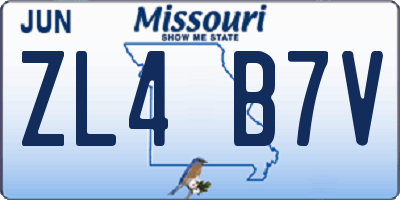 MO license plate ZL4B7V