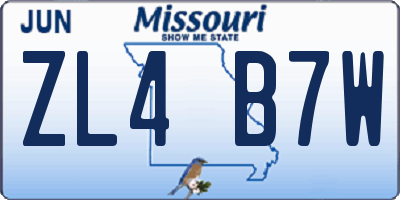 MO license plate ZL4B7W