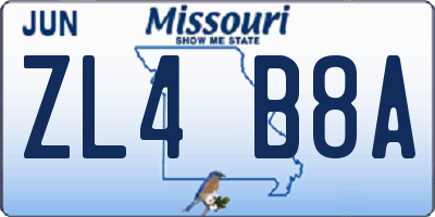 MO license plate ZL4B8A