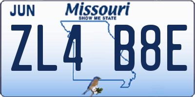 MO license plate ZL4B8E