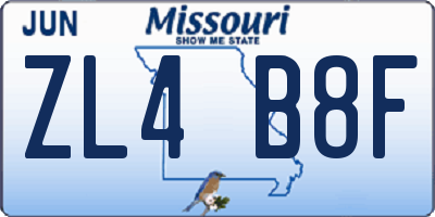 MO license plate ZL4B8F