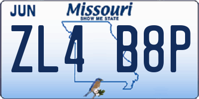 MO license plate ZL4B8P