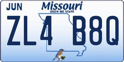 MO license plate ZL4B8Q