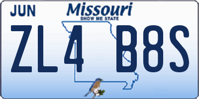 MO license plate ZL4B8S