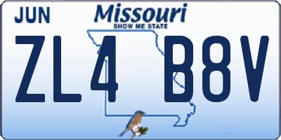 MO license plate ZL4B8V