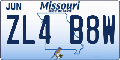 MO license plate ZL4B8W