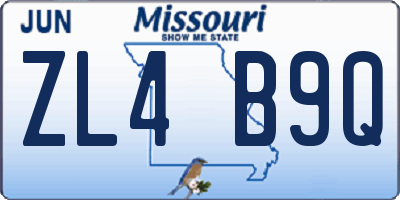 MO license plate ZL4B9Q