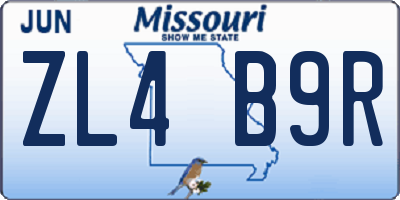 MO license plate ZL4B9R