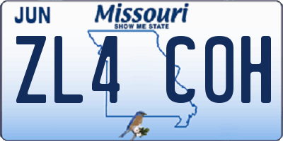 MO license plate ZL4C0H