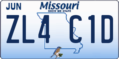 MO license plate ZL4C1D