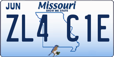 MO license plate ZL4C1E