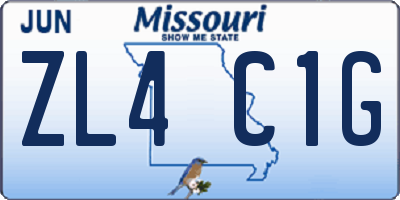 MO license plate ZL4C1G