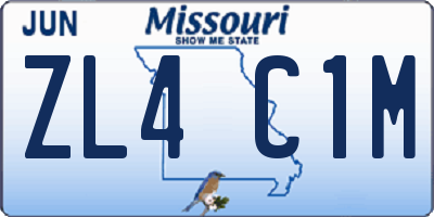 MO license plate ZL4C1M