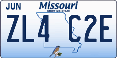 MO license plate ZL4C2E