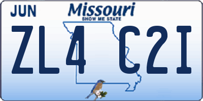 MO license plate ZL4C2I