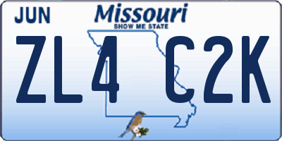 MO license plate ZL4C2K