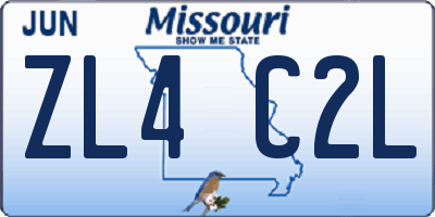 MO license plate ZL4C2L