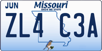 MO license plate ZL4C3A
