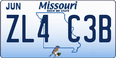 MO license plate ZL4C3B