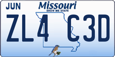MO license plate ZL4C3D