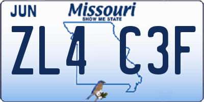 MO license plate ZL4C3F