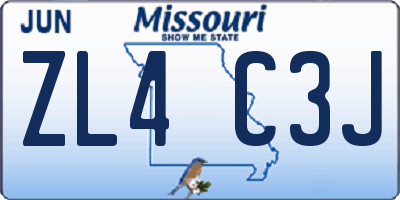 MO license plate ZL4C3J