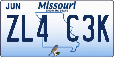 MO license plate ZL4C3K