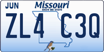 MO license plate ZL4C3Q