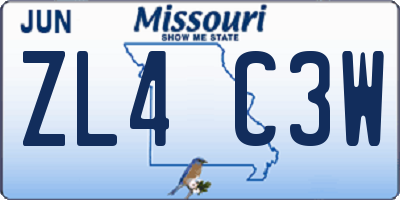 MO license plate ZL4C3W