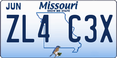 MO license plate ZL4C3X