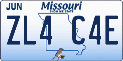 MO license plate ZL4C4E