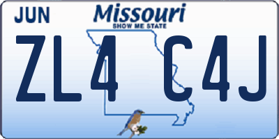 MO license plate ZL4C4J