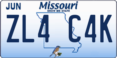 MO license plate ZL4C4K