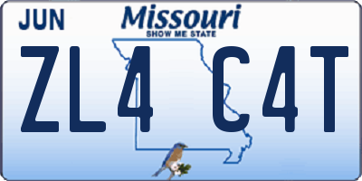 MO license plate ZL4C4T