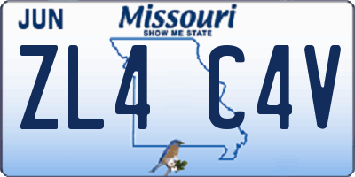 MO license plate ZL4C4V