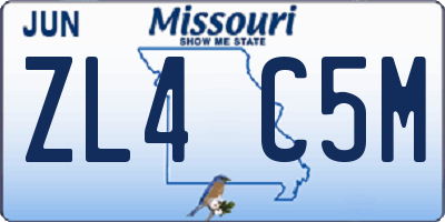 MO license plate ZL4C5M