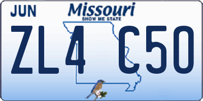 MO license plate ZL4C5O