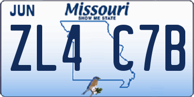MO license plate ZL4C7B