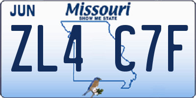 MO license plate ZL4C7F