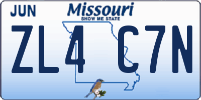 MO license plate ZL4C7N