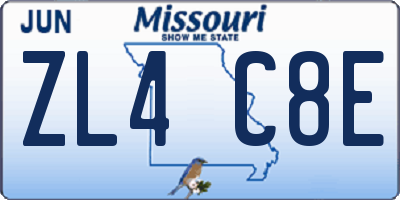 MO license plate ZL4C8E