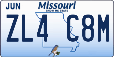 MO license plate ZL4C8M