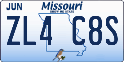 MO license plate ZL4C8S