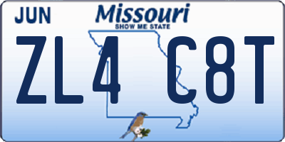MO license plate ZL4C8T