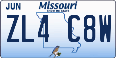 MO license plate ZL4C8W