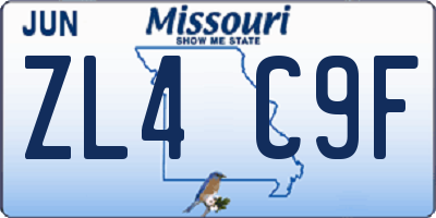 MO license plate ZL4C9F