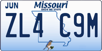 MO license plate ZL4C9M