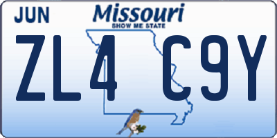MO license plate ZL4C9Y
